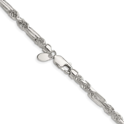 Sterling Silver 4.75mm Diamond-Cut Figarope Chain Necklace