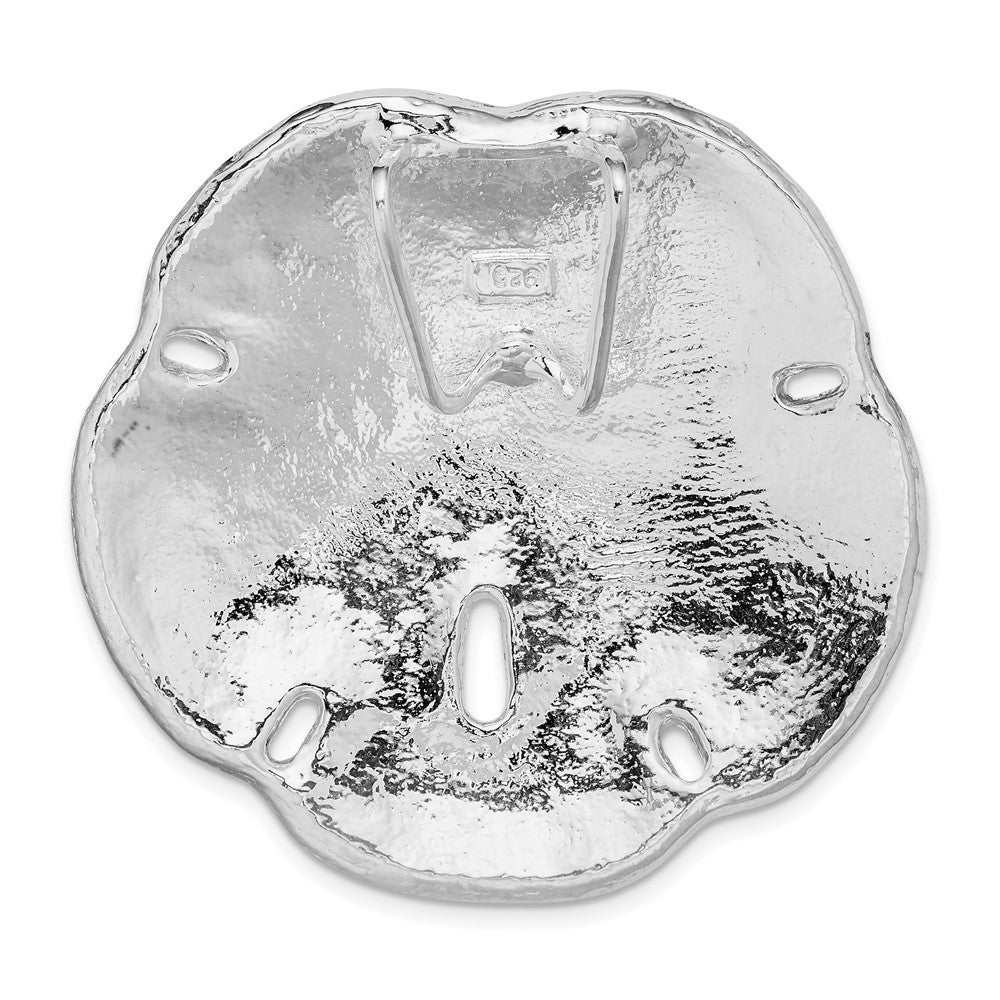 Sterling Silver Rhodium-Plated Polished Sand Dollar with Scalloped Edge Slide