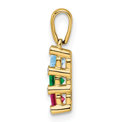14k Yellow Gold Family Jewelry Diamond Semi-Set Pendant