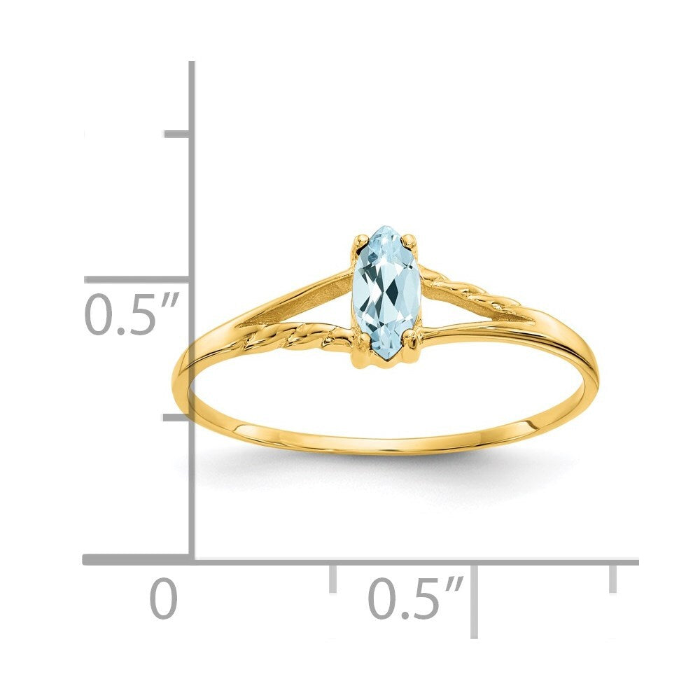 14K Yellow Gold Aquamarine Birthstone Ring