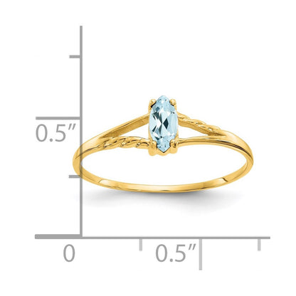 14K Yellow Gold Aquamarine Birthstone Ring