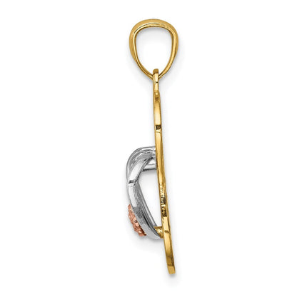 14k Yellow and Rose Gold Rhodium Sandal Pendant for Women
