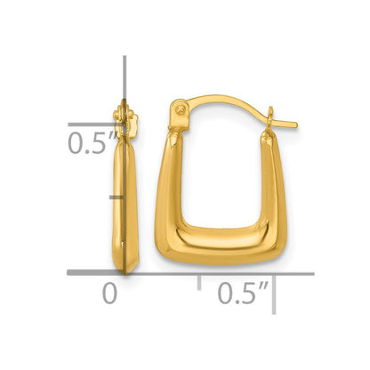 14k Yellow Gold Polished 2.25mm Square Hoop Earrings Gift for Women