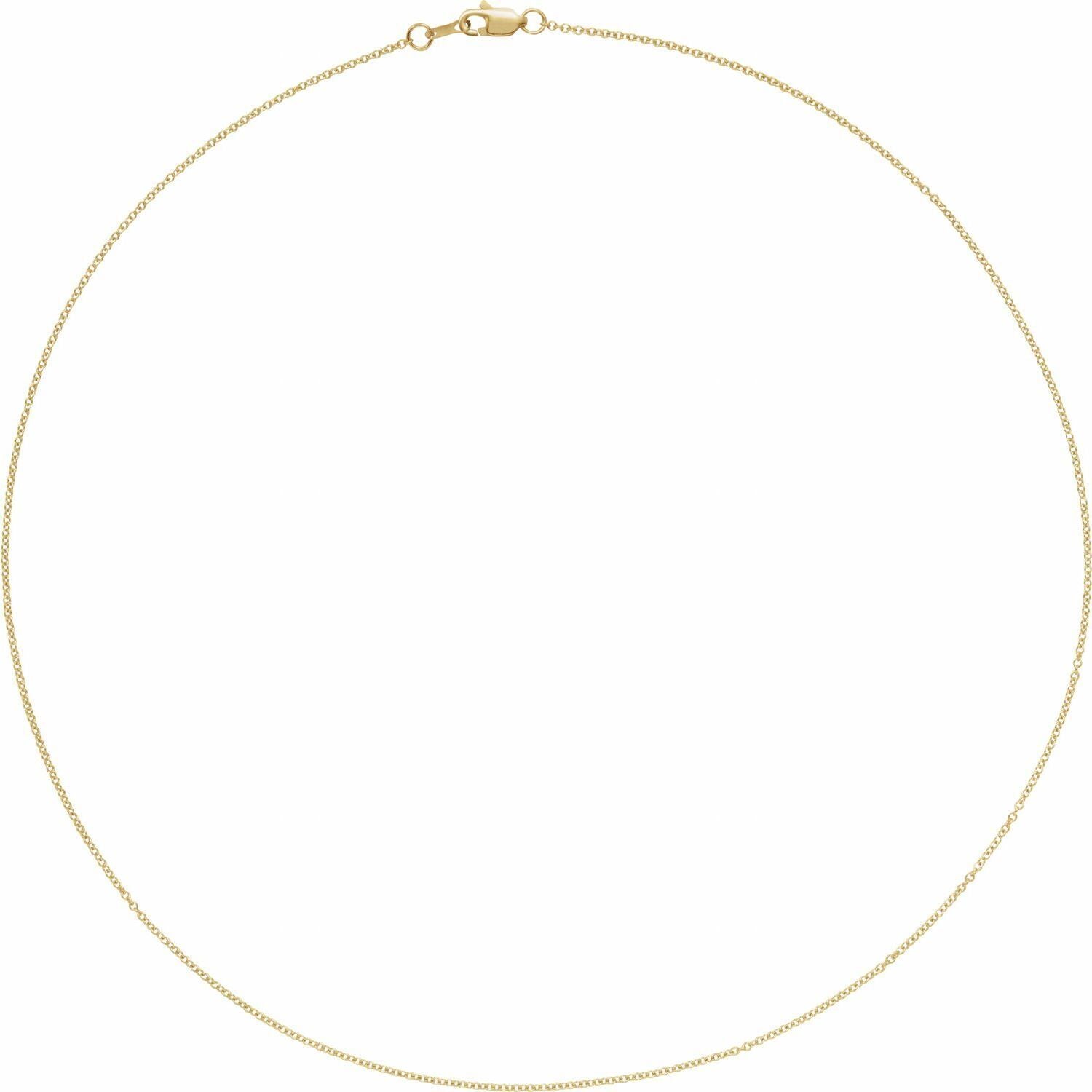 14k Yellow Gold 1 mm Cable 18" Chain Necklace Fine Gift for Women