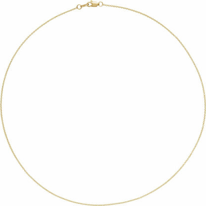 14k Yellow Gold 1 mm Cable 18" Chain Necklace Fine Gift for Women