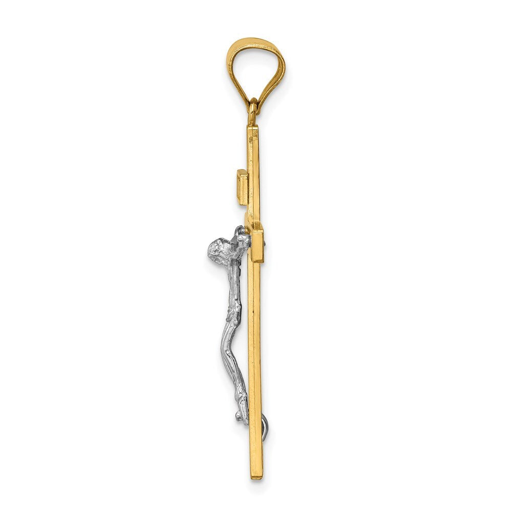 14k Two-tone Gold INRI Crucifix Pendant for Women