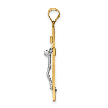 14k Two-tone Gold INRI Crucifix Pendant for Women