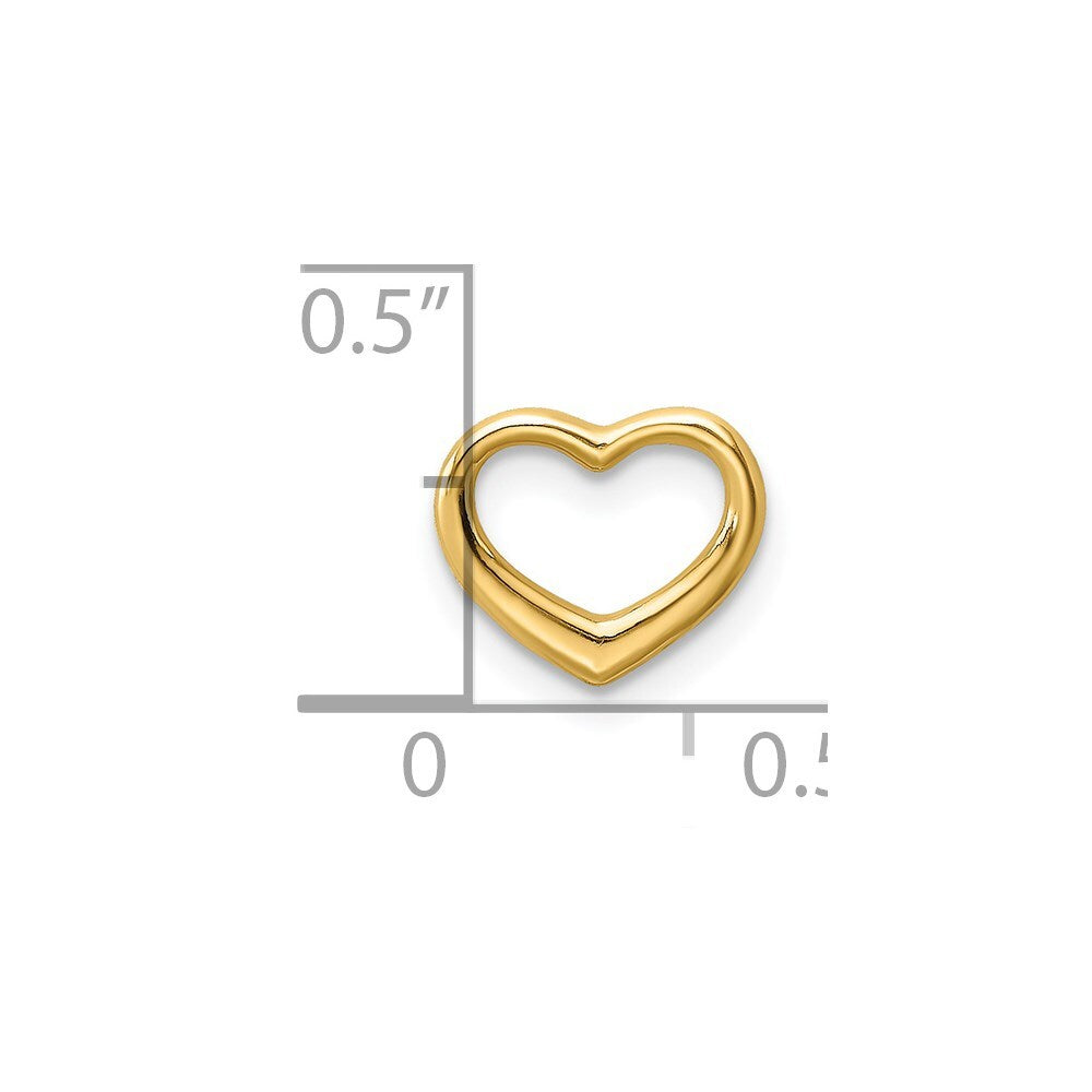 14k Yellow Gold Polished Mini Floating Heart Slide Pendant for Women