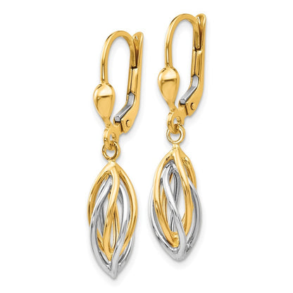 14K Two-Tone Polished Drop Dangle Earrings