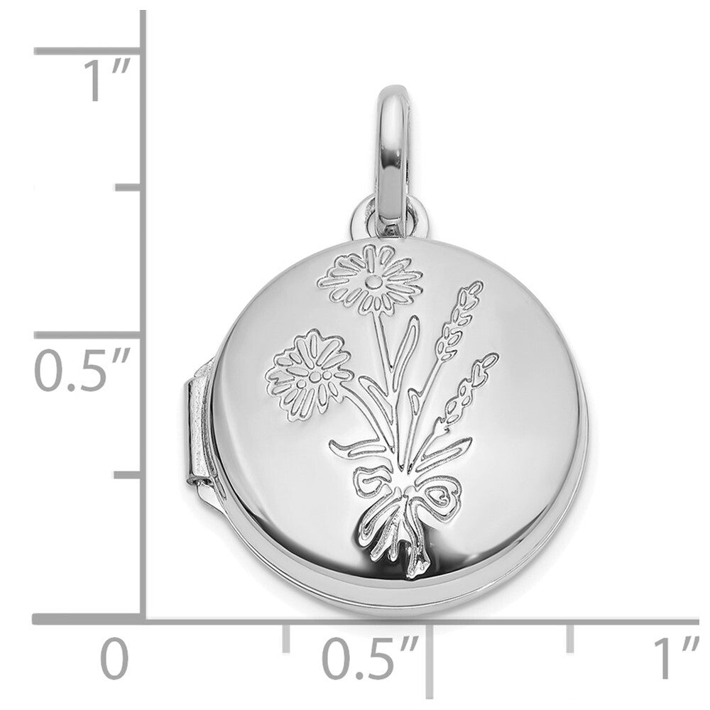 14k White Gold Polished Floral 16mm GRANDDAUGHTER Reversible Locket