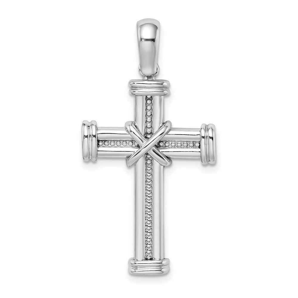 14k White Gold w X In Center Of Cross Charm