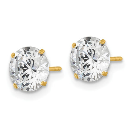 14k Yellow Gold Polished 7.00mm Round CZ Stud Earrings