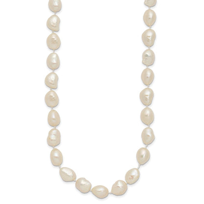 14k Yellow Gold 7x11 White Baroque Freshwater Cultured Pearl 18 inch Necklace