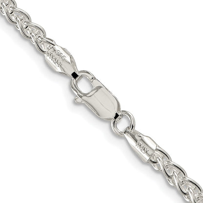 Sterling Silver Rhodium-plated 3mm Round Spiga Chain Necklace