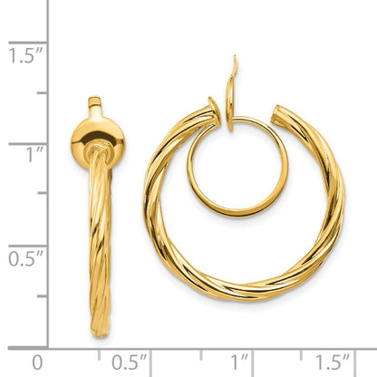 14k Yellow Gold Twisted Non-pierced Hoop Earrings Gift for Women