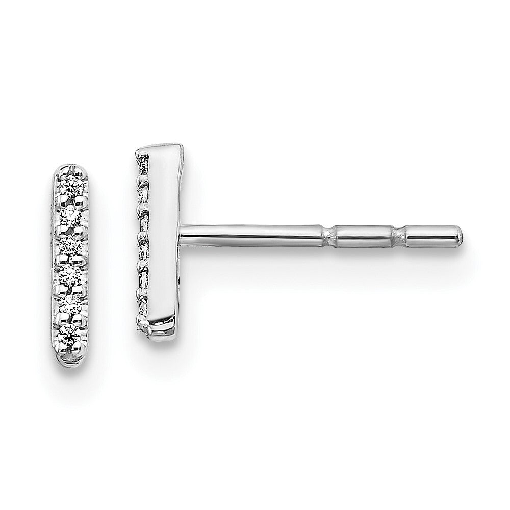 14k White Gold Diamond Initial I Stud Earrings Gift for Women