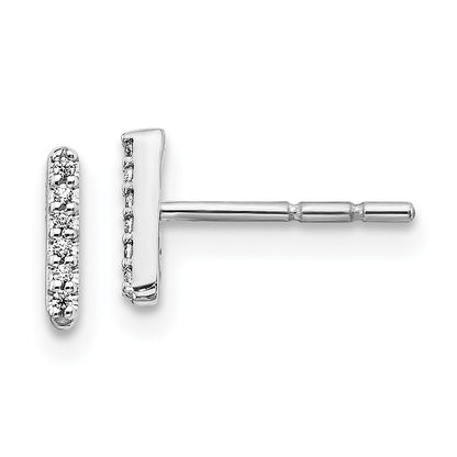 14k White Gold Diamond Initial I Stud Earrings Gift for Women