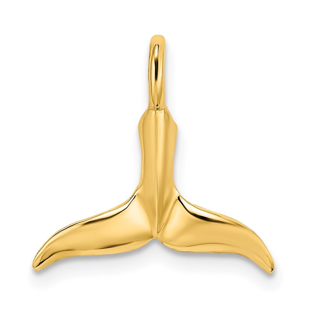 14k Yellow Gold 3-D Polished Whale Tail Chain Slide
