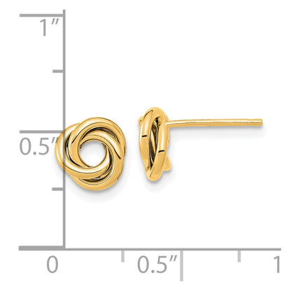 14k Yellow Gold Polished Love Knot Stud Earrings Gift for Women
