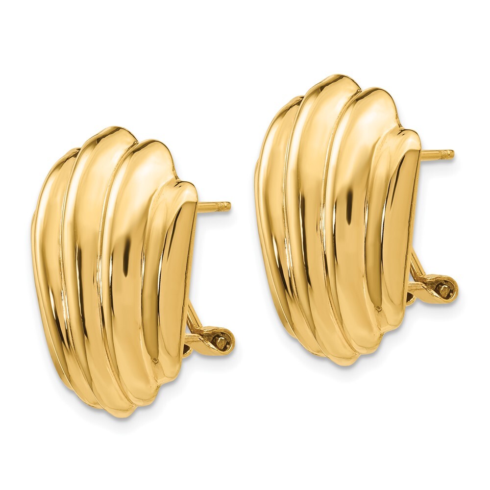 14k Yellow Gold Polished Fancy Omega Back Stud Earrings