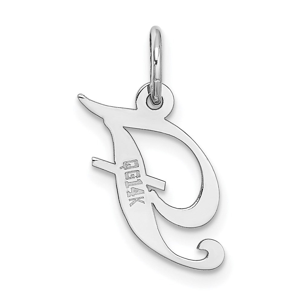 14k White Gold Small Fancy Script Letter F Initial Charm Pendant