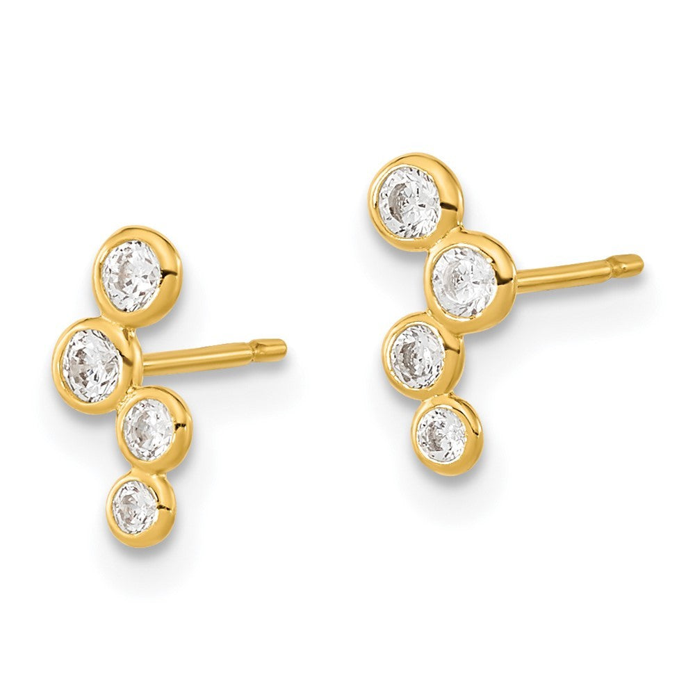 14k Yellow Gold 4-CZ Bezel Set Earrings