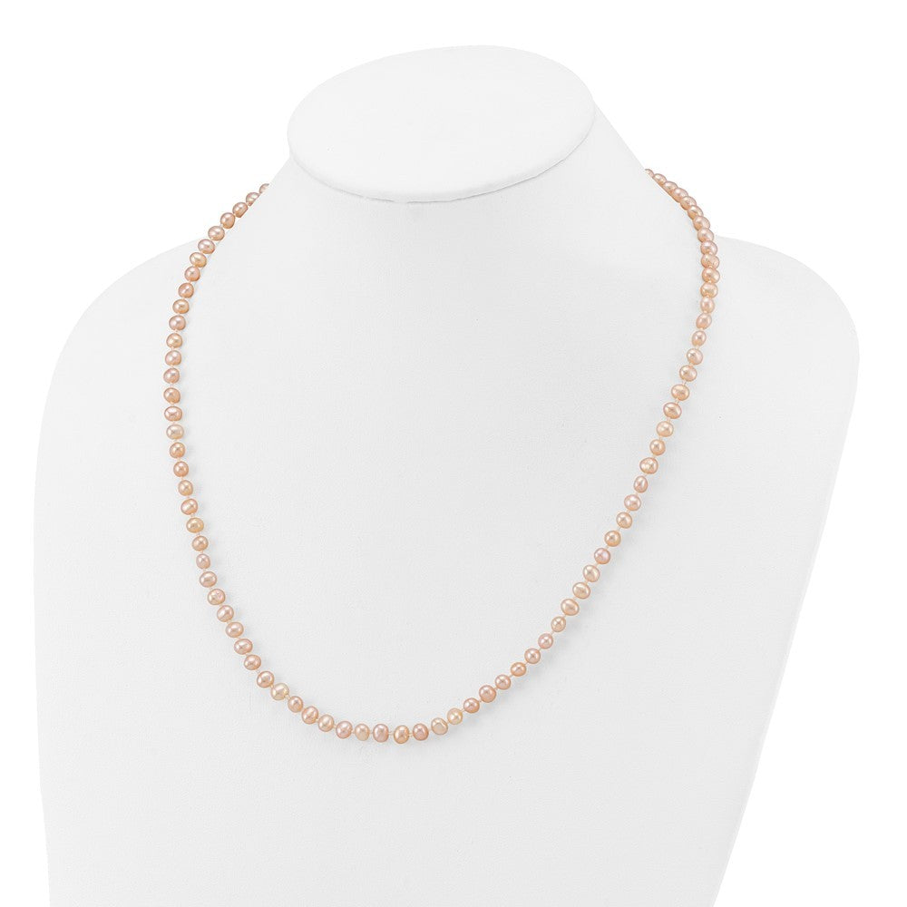 14k Yellow Gold 4-5mm Pink Near-Round Freshwater Cultured Pearl 20 inch Necklace