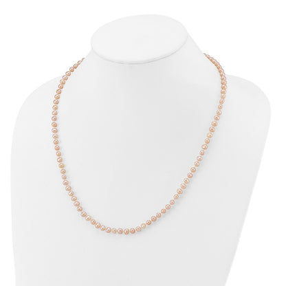 14k Yellow Gold 4-5mm Pink Near-Round Freshwater Cultured Pearl 20 inch Necklace