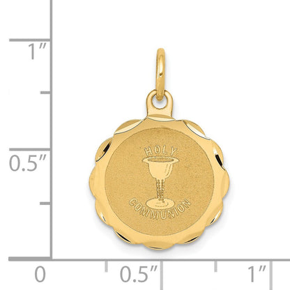 14k Yellow Gold Holy Communion Disc Charm Pendant for Women