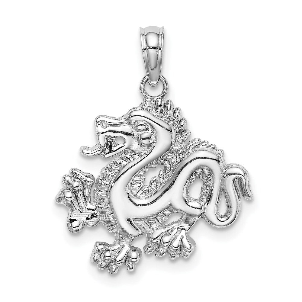 14k White Gold Small Dragon Charm Pendant for Women