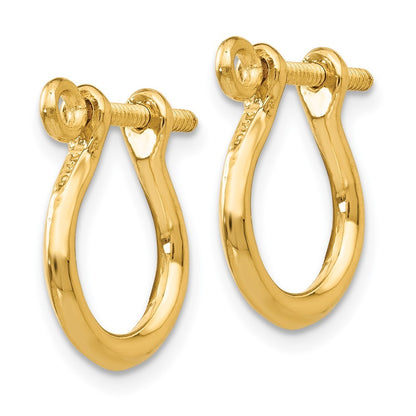 14k Yellow Gold  3D Shackle Link Screw Earrings