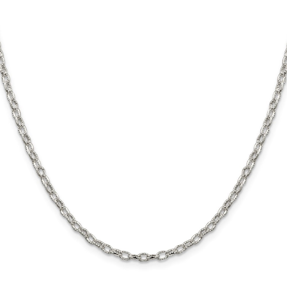 Sterling Silver 3mm Fancy Patterned Rolo Chain Necklace