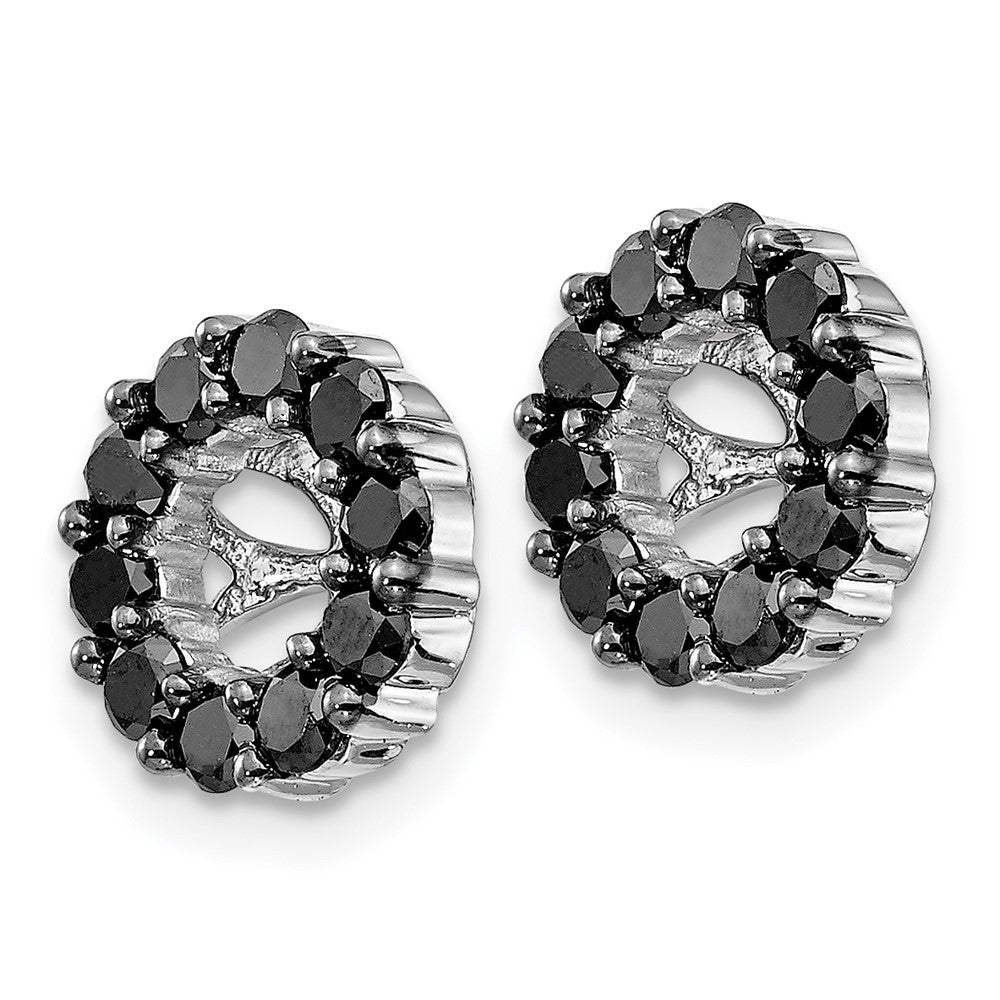 14k White Gold Black Diamond Earring Jackets
