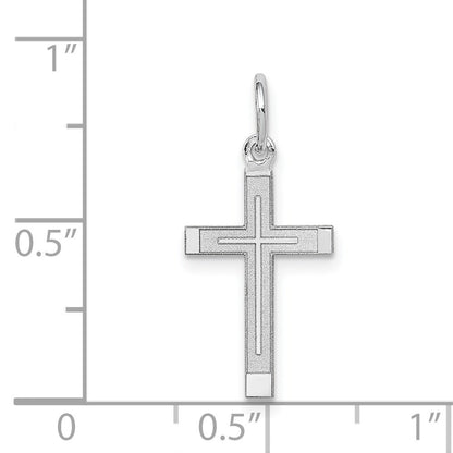 14k White Gold Laser Designed Cross Charm Pendant for Women