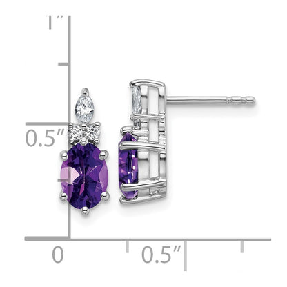 14K White Gold Polished Diamond and Amethyst Twisted Drop & Dangle Earrings