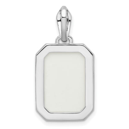 Sterling Silver White Created Opal & Cubic Zirconia Beaded Border Pendant