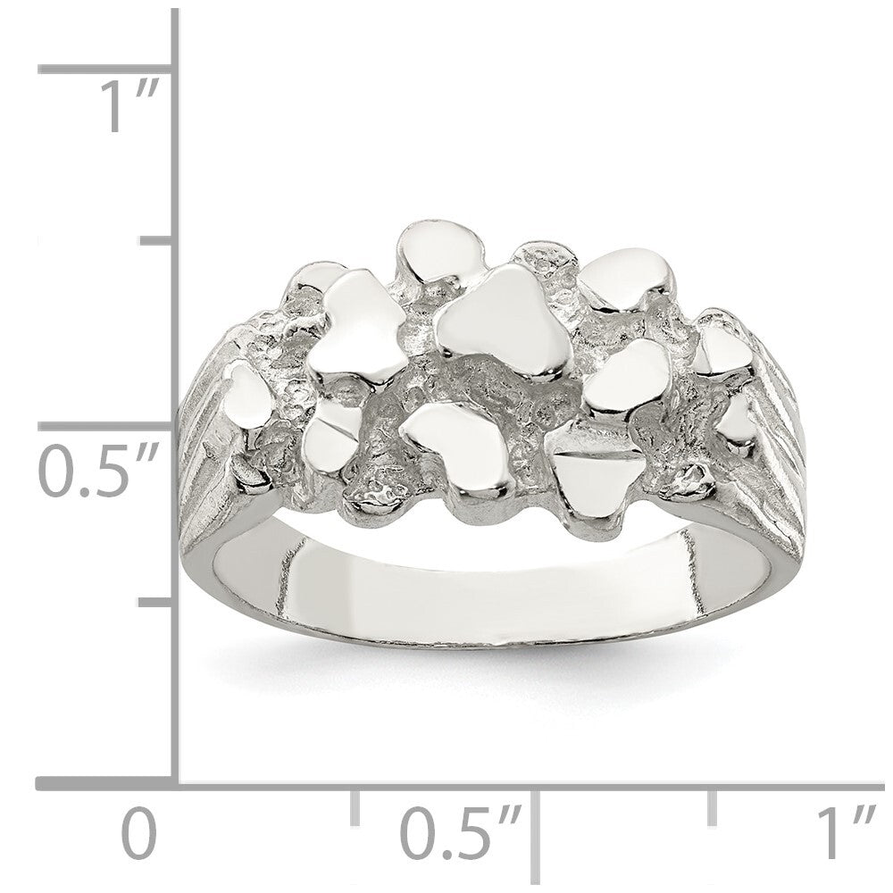 Sterling Silver Men's Nugget Ring Size 11