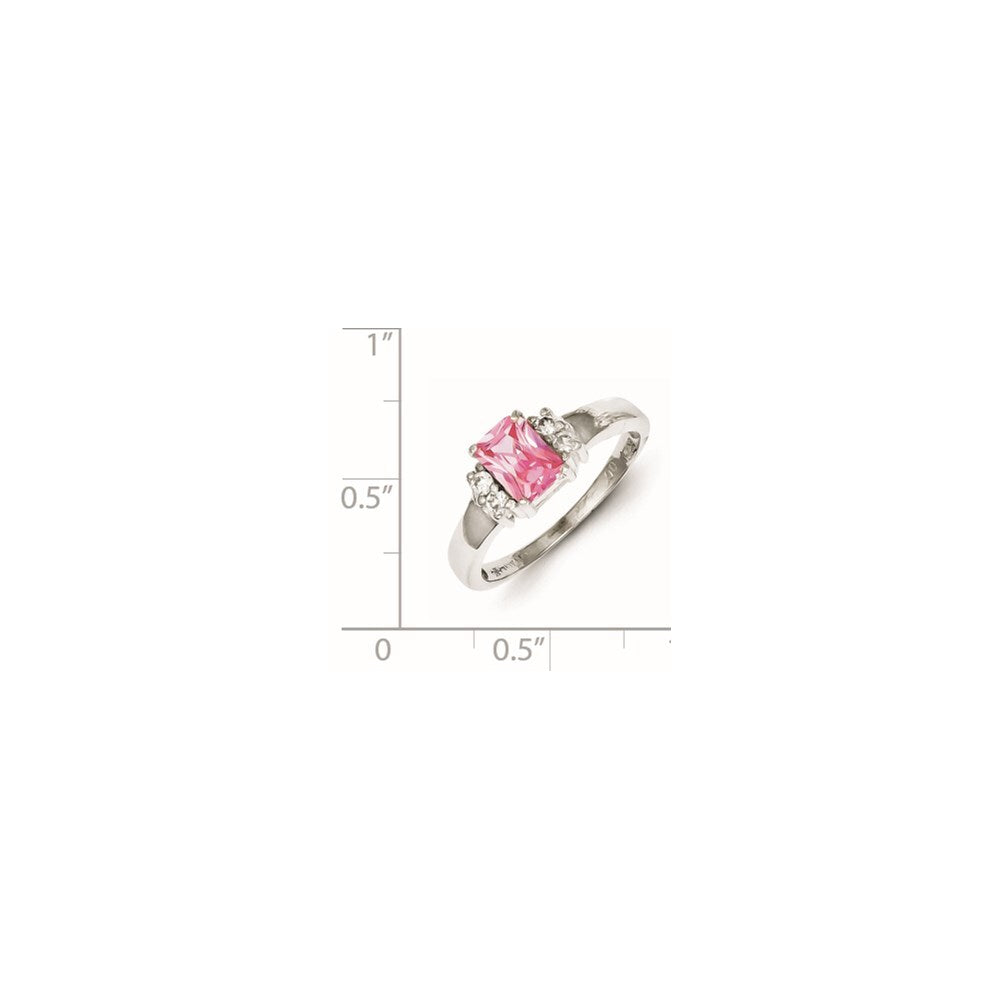 Sterling Silver Pink & White Cubic Zirconia Ring Size 7
