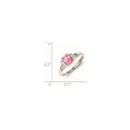 Sterling Silver Pink & White Cubic Zirconia Ring Size 7
