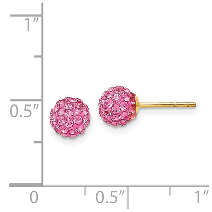 14k Yellow Gold Rose Crystal 6mm Stud Earrings