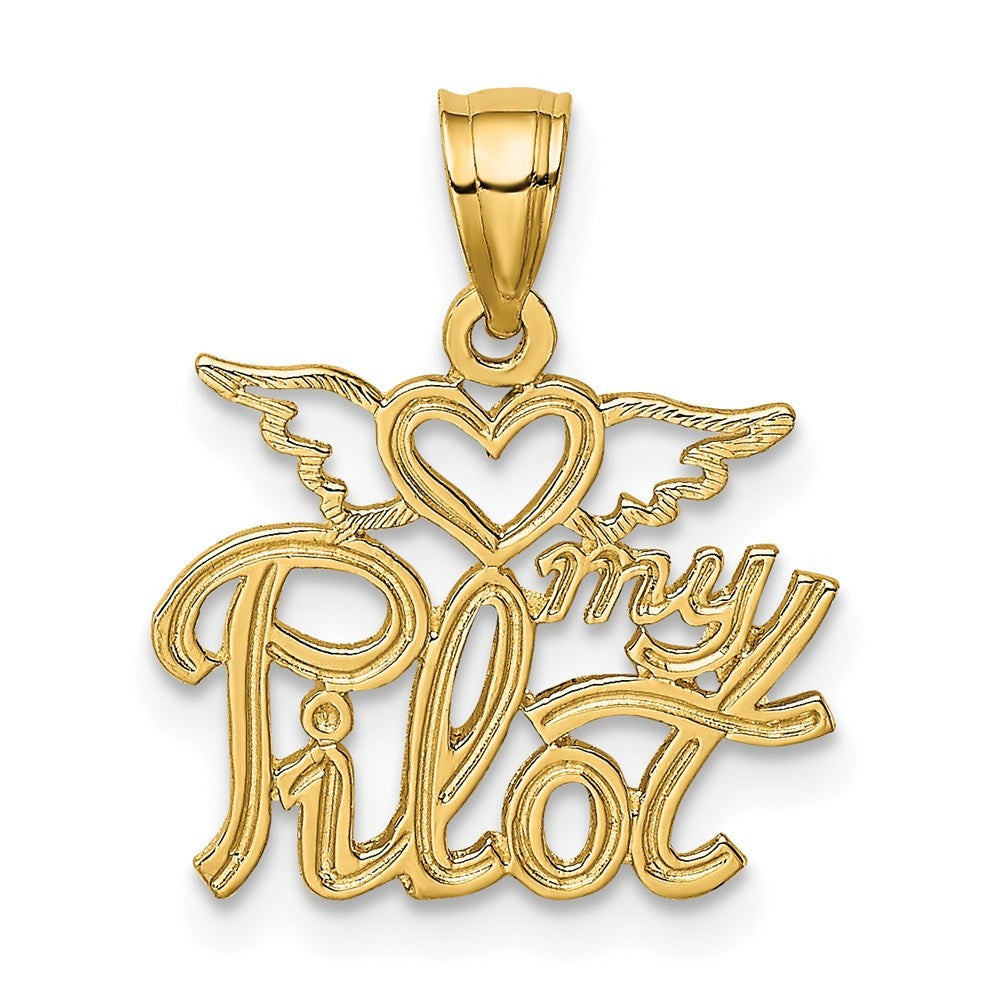 14k Yellow Gold HEART MY PILOT Charm