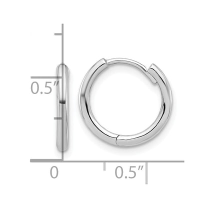 14K White Gold Polished Hinged Hoop Earrings Gift for Women