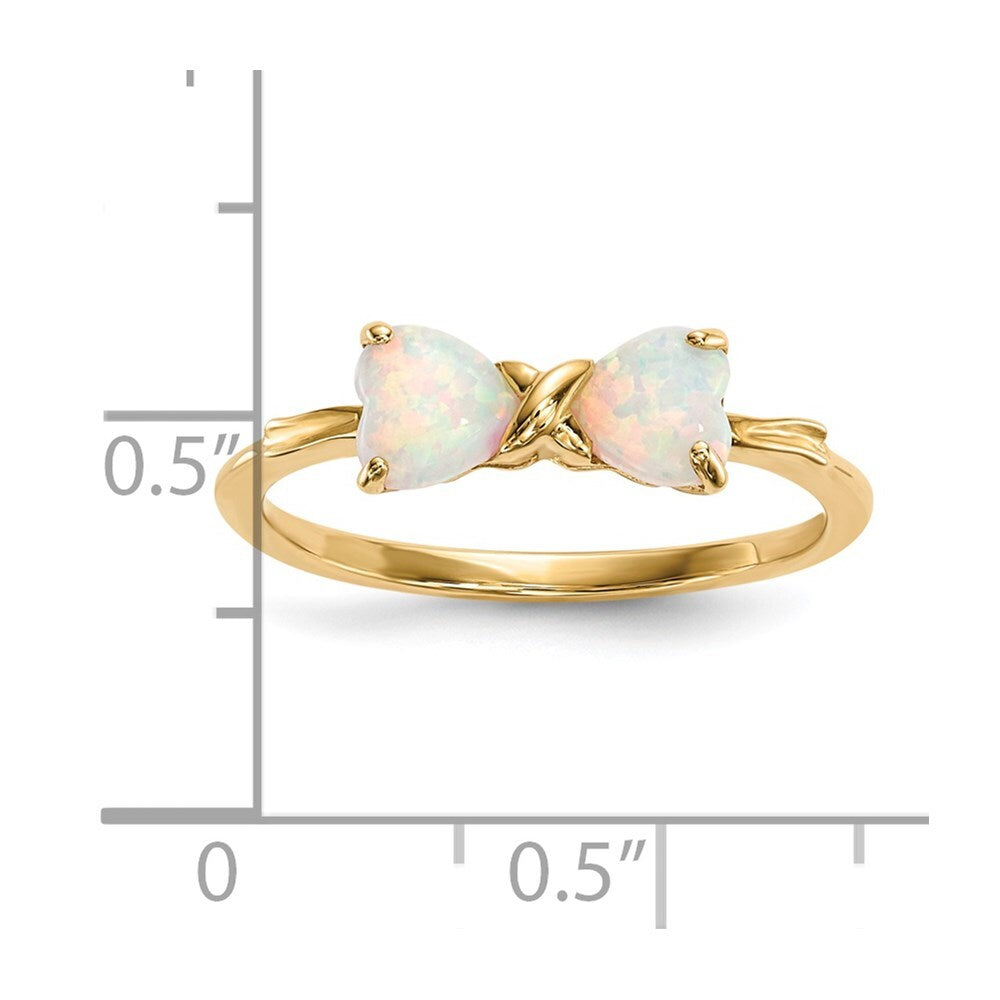 14K Yellow Gold Gold Polished Created Opal Bow Ring