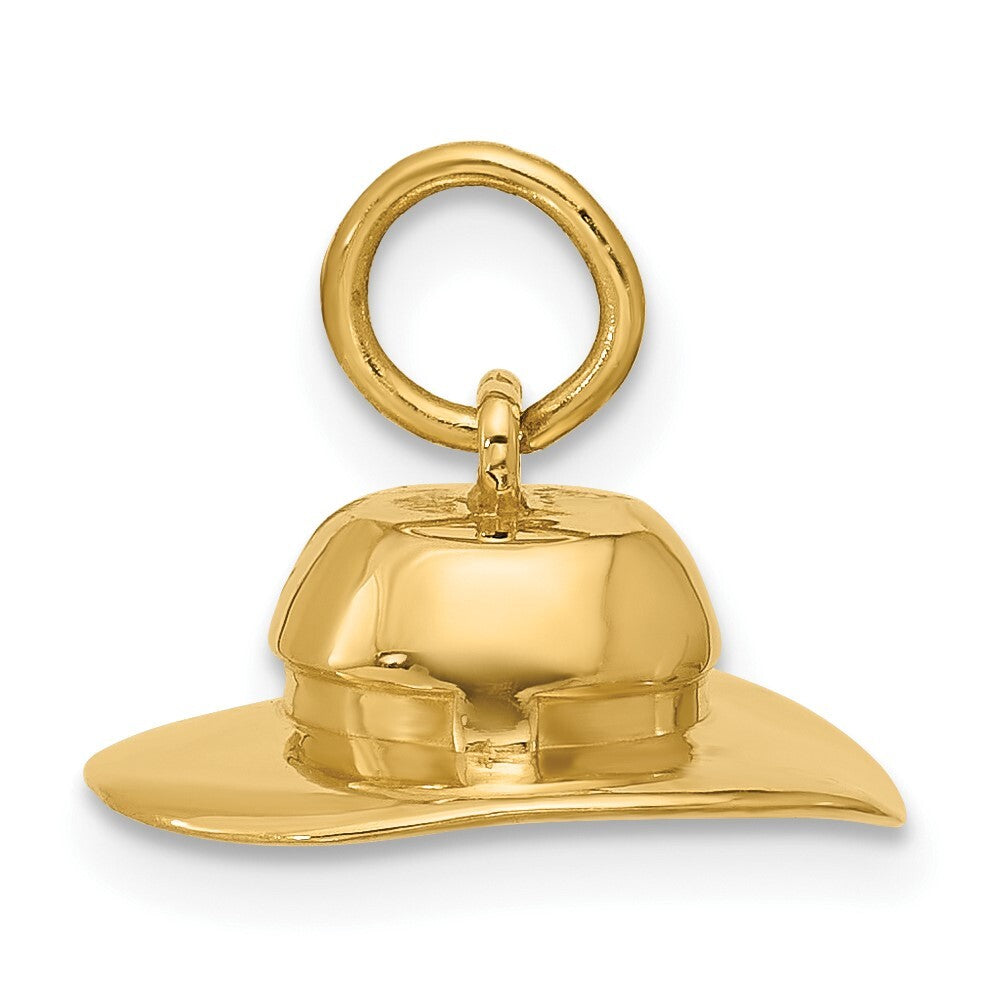 14k Yellow Gold Sun Hat Charm Pendant for Women