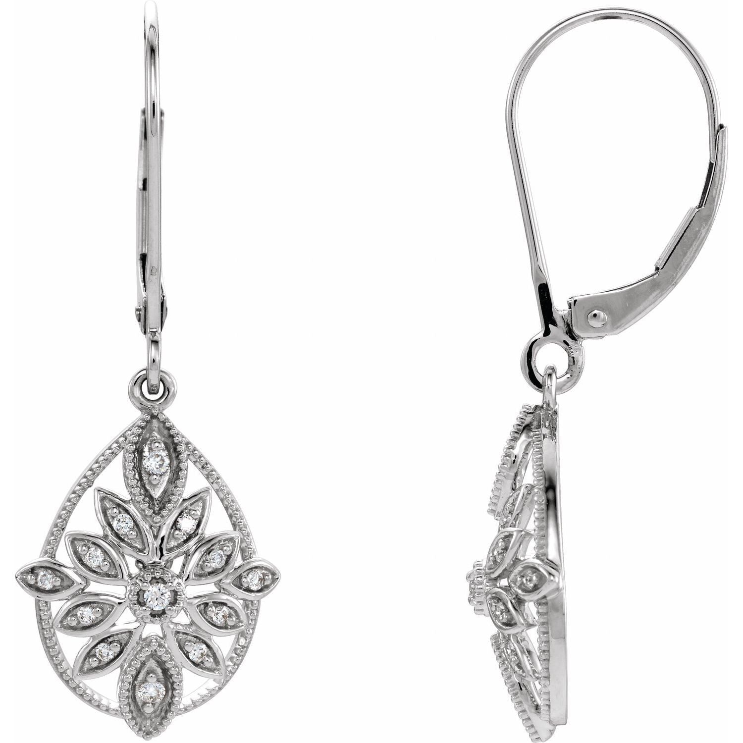 Sterling Silver 1/6 CTW Natural Diamond Granulated Filigree Stud Earrings