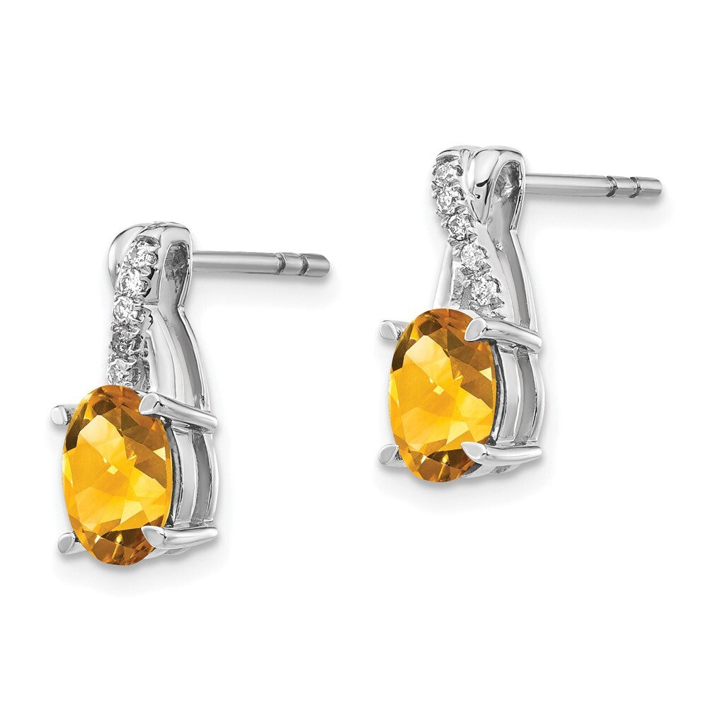 14k White Gold Citrine and Diamond Drop & Dangle Earrings