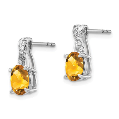 14k White Gold Citrine and Diamond Drop & Dangle Earrings