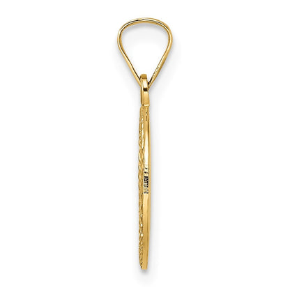 14k Yellow Gold Polished and Textured Solid Star of David in Frame Pendant