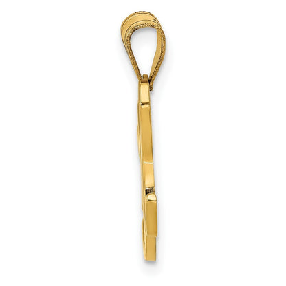 14k Yellow Gold Script Letter H Initial Pendant for Women