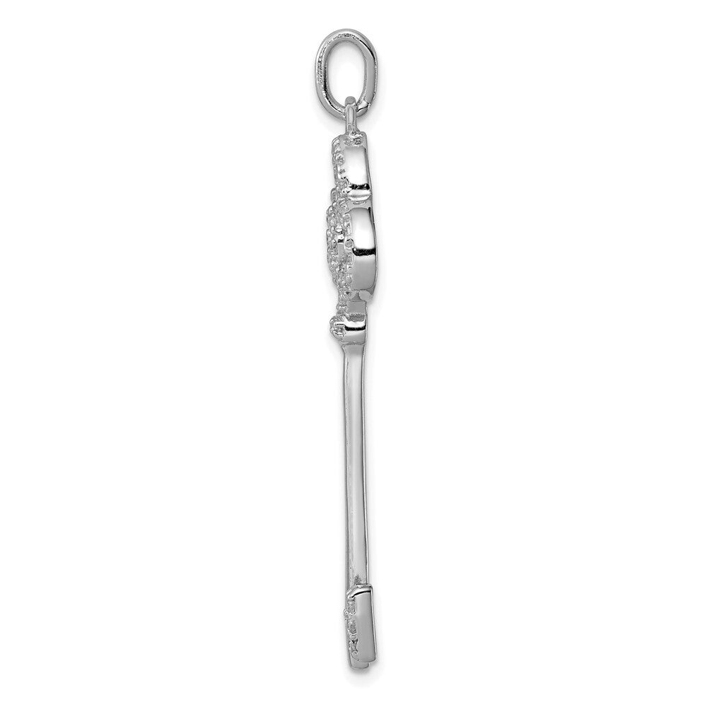Sterling Silver Rhodium-plated Cubic Zirconia Key Pendant